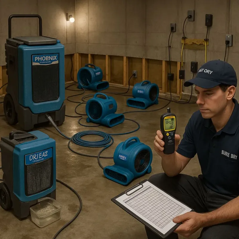 Structural Drying and Dehumidification process in Oblong, IL